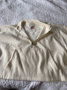 Women's PINK Victoria's Secret Cream Quarter-Zip Sweatshirt XXL